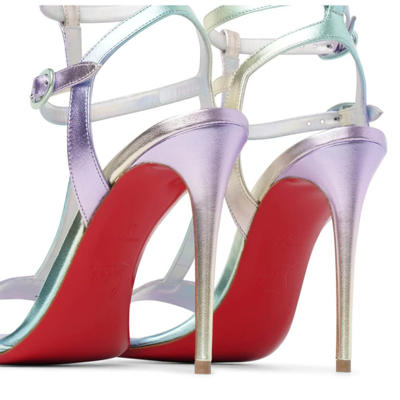 Christian Louboutin Mara 100 Multicolor Purple Sandal Ankle Strap Heel Pump 36.5 - Picture 10 of 12